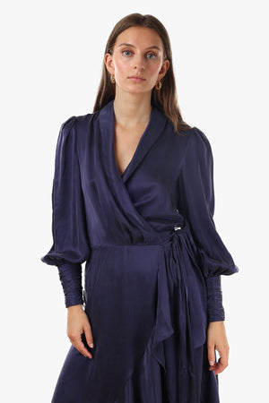 Silk Wrap Midi Dress