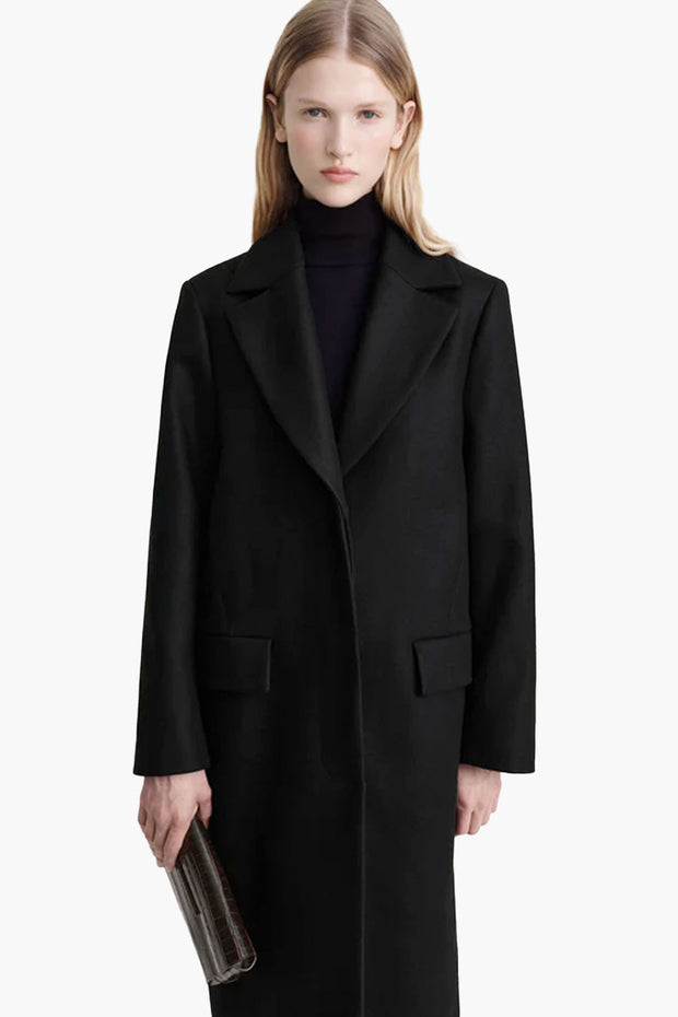 Shearling-Collar Coat