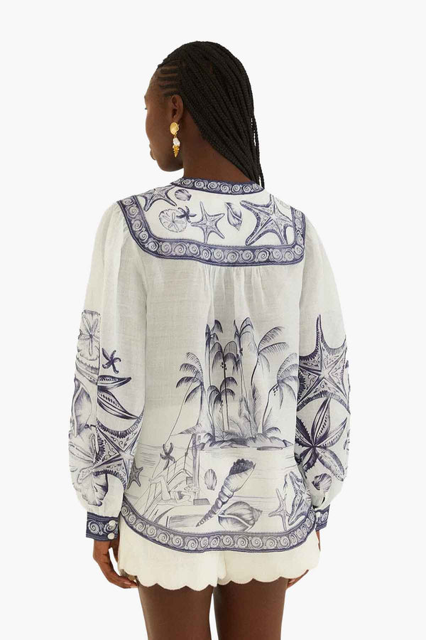 Coast Scarf Off-White Long Sleeve Blouse
