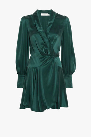 Silk Wrap Mini Dress
