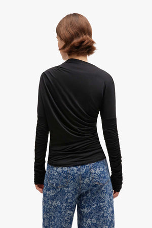 Shiny Jersey Ruched Top