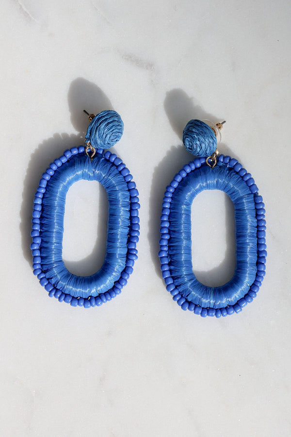 Blue Beaded Earrings