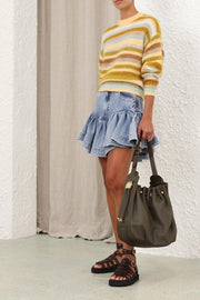 Denim Frill Mini Skirt