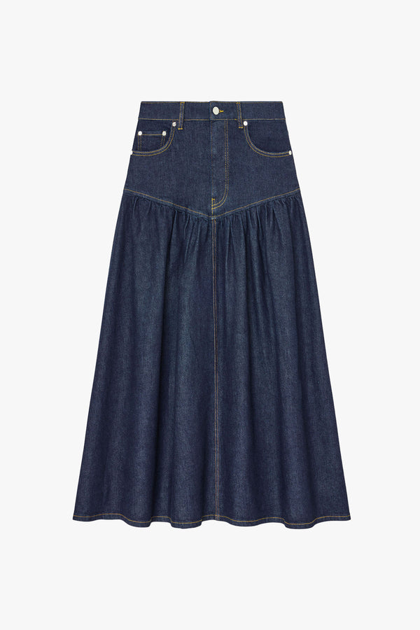 Stretch Denim Long Skirt