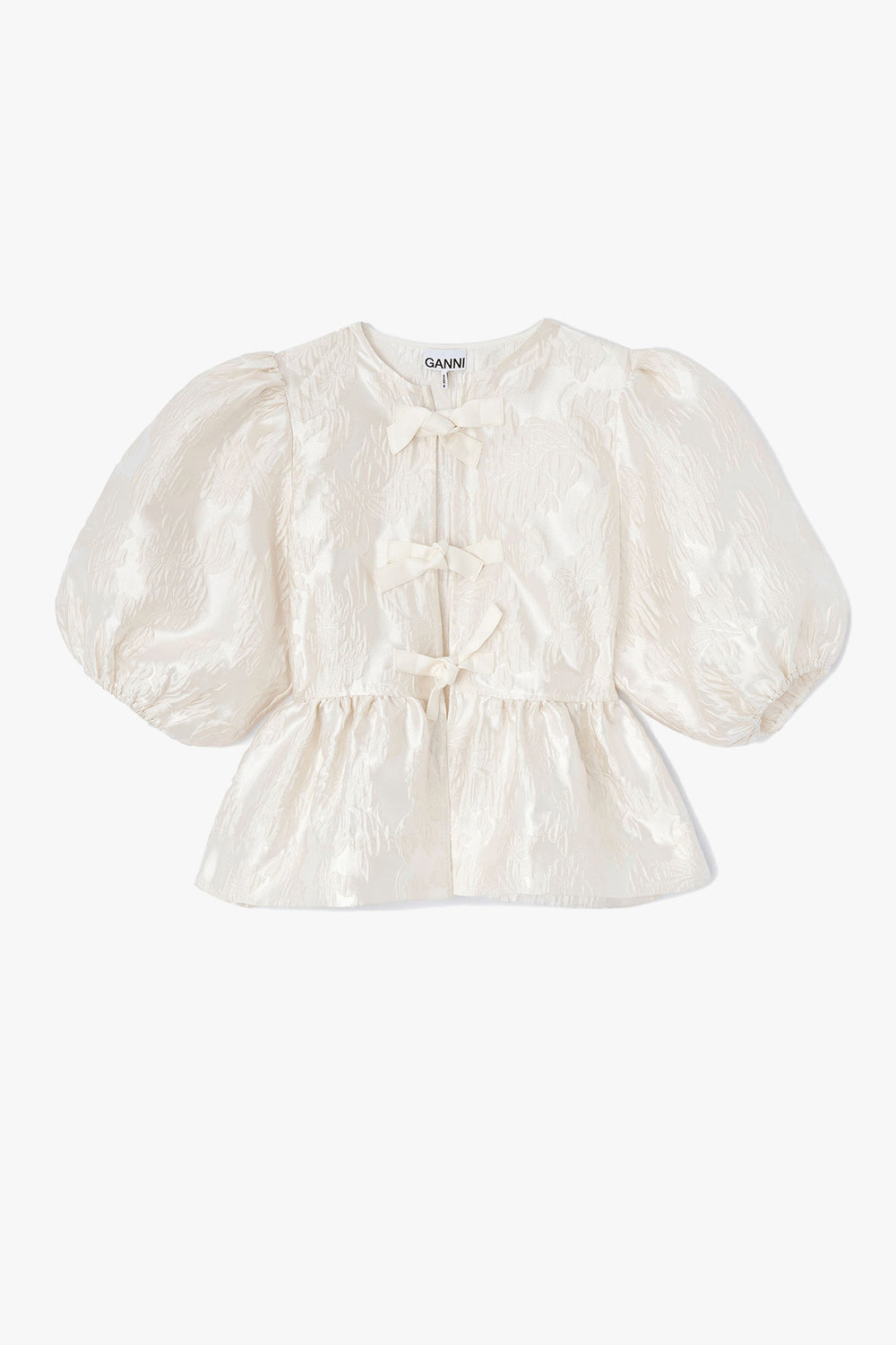 Satin Cloque Peplum Blouse