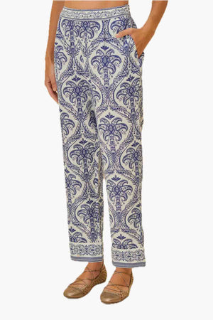 Blue Tropical Cameo Off-White Pajama Pant