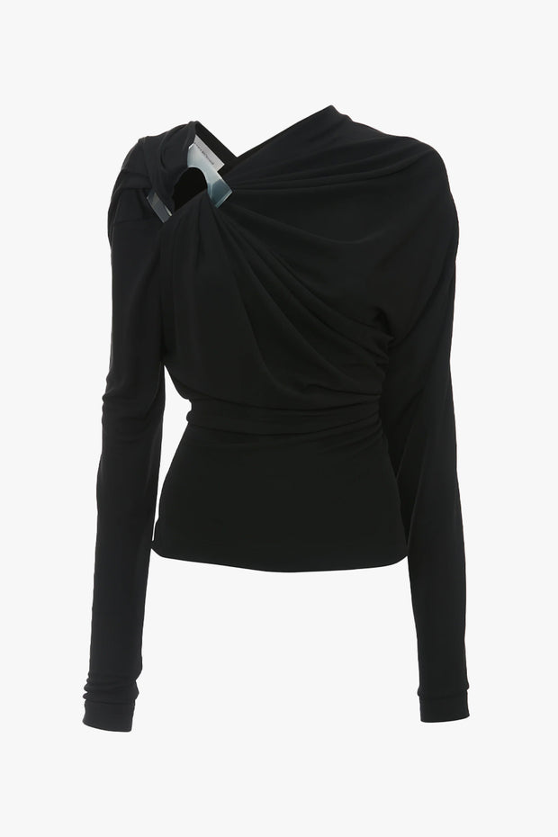 Long Sleeve Draped Jersey Top