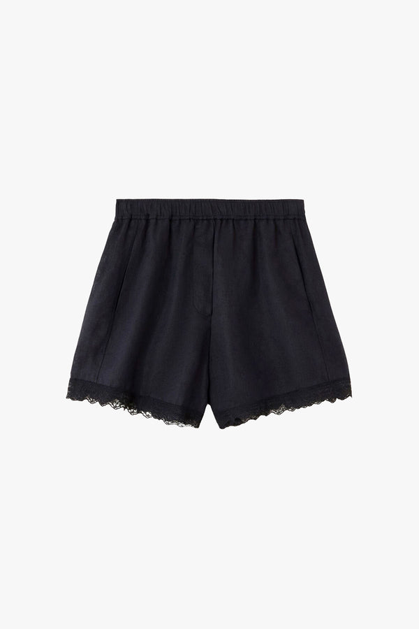 Light Linen Lace Hem Shorts