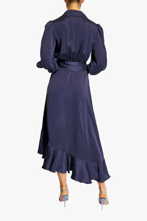 Silk Wrap Midi Dress