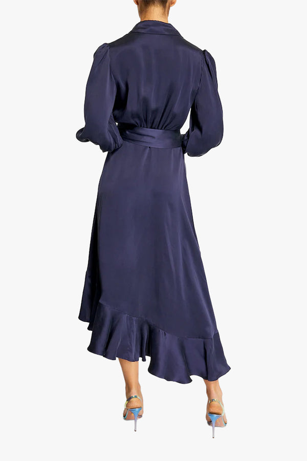 Silk Wrap Midi Dress