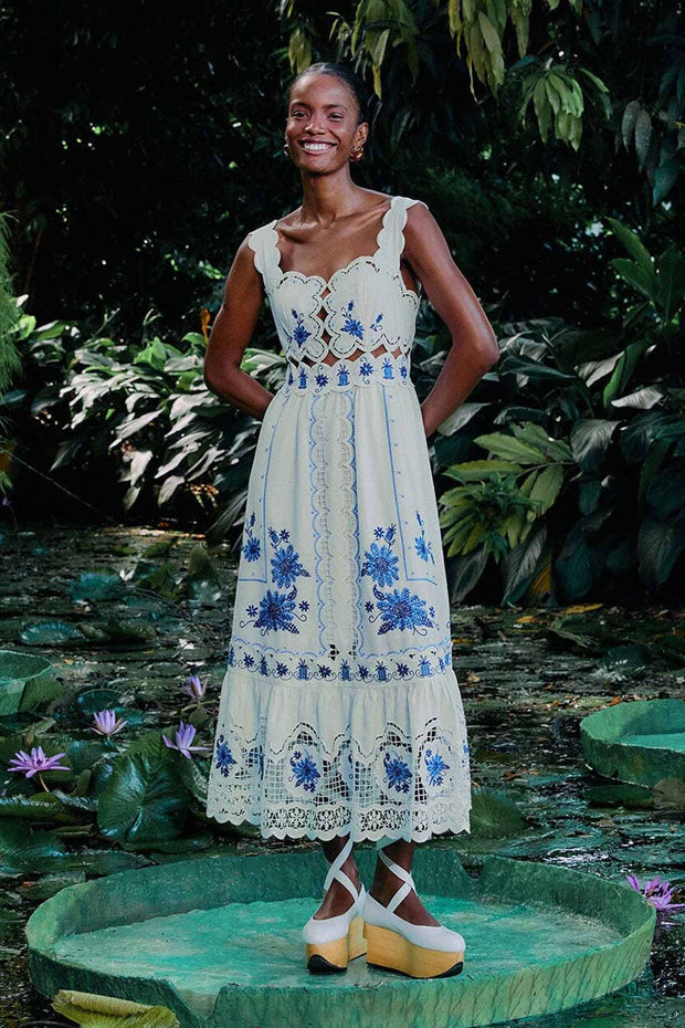 Cross Stitch Richelieu Sunflower Off-White Midi
