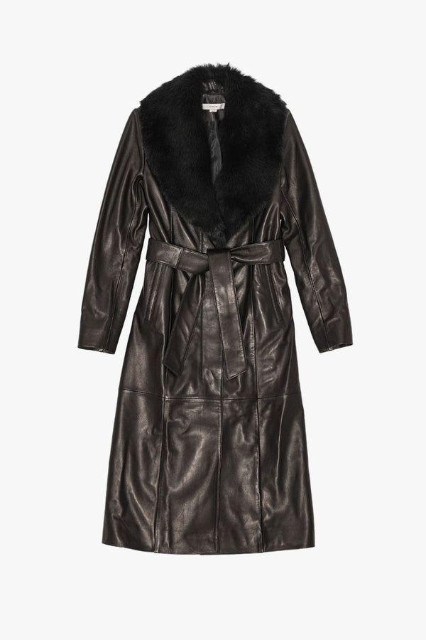 Leather Trench With Fur Collar
