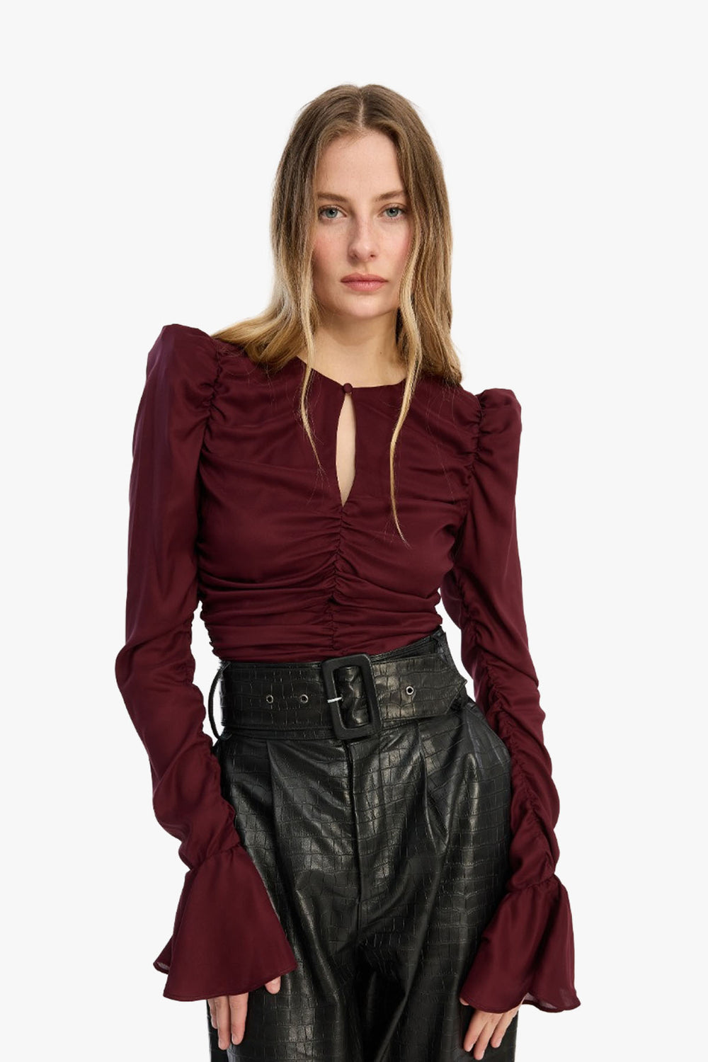 Chiffon Ruched Ls Top