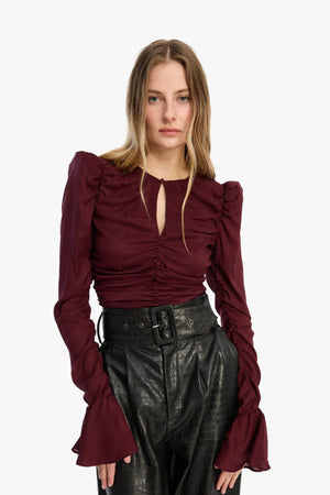 Chiffon Ruched Ls Top