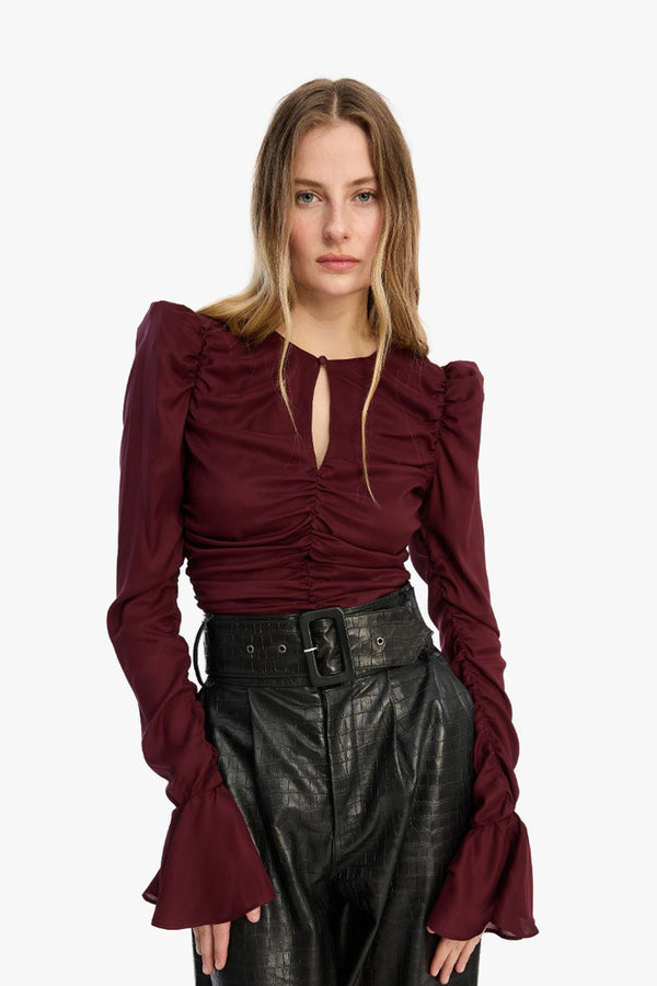 Chiffon Ruched Ls Top