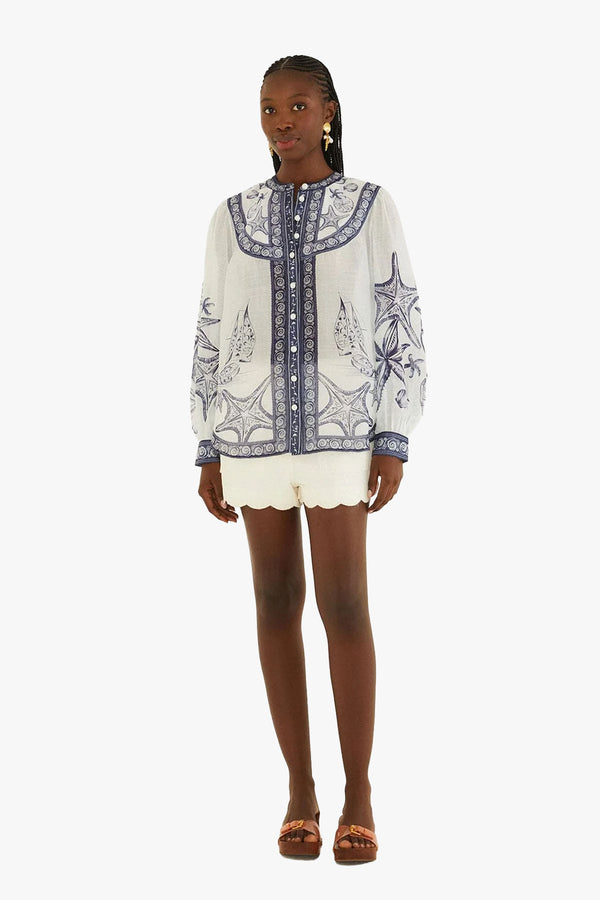 Coast Scarf Off-White Long Sleeve Blouse