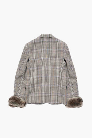 Shearling Cuff Wool Blazer