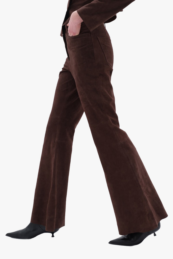 Flared Suede Pants