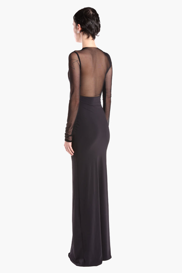 Bi-Material Draped Gown