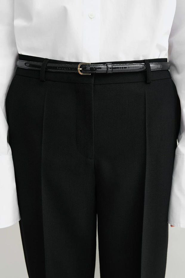 Thin Patent Leather Trouser Belt