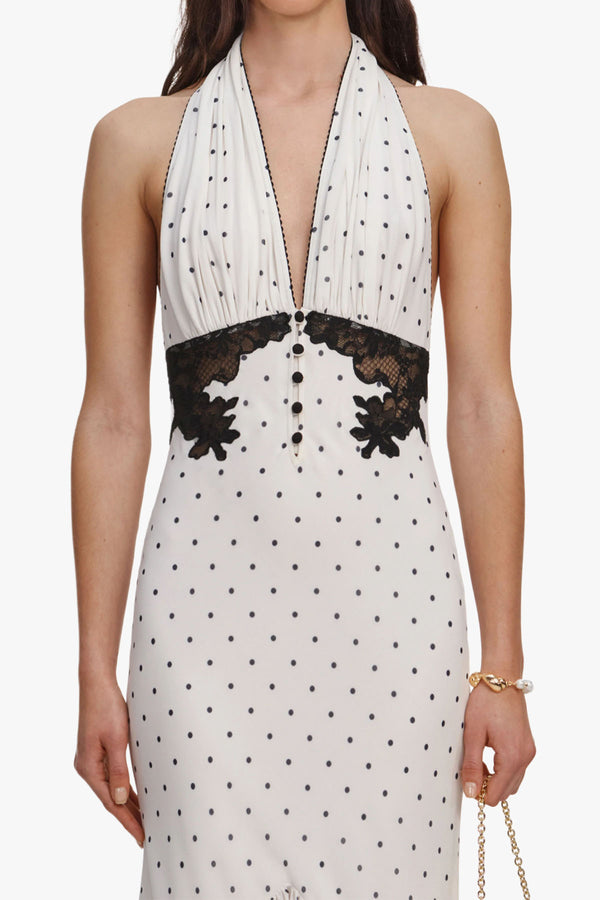 Polka Dot Halter Neck Midi Dress