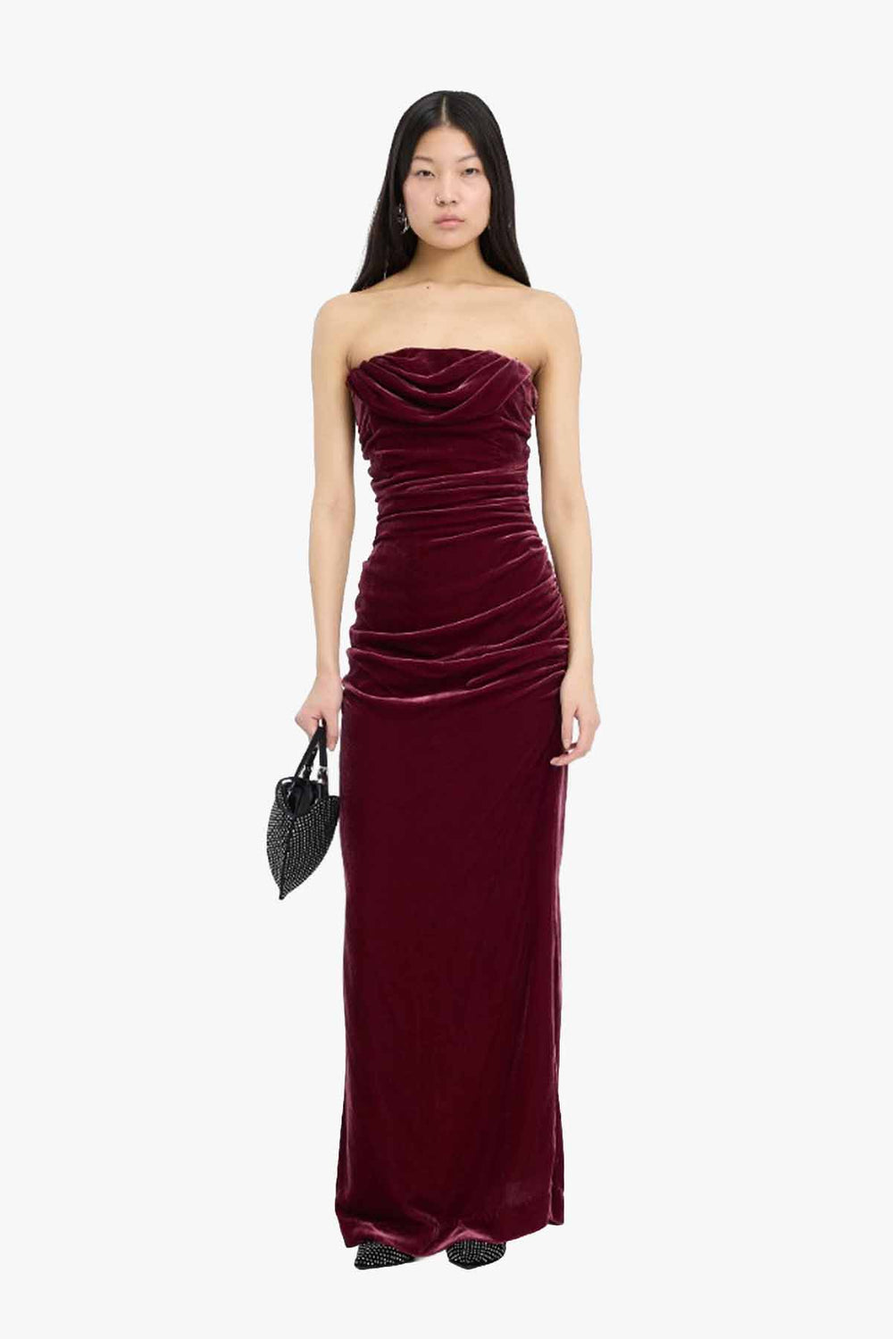 Silk Velvet Ruched Dress
