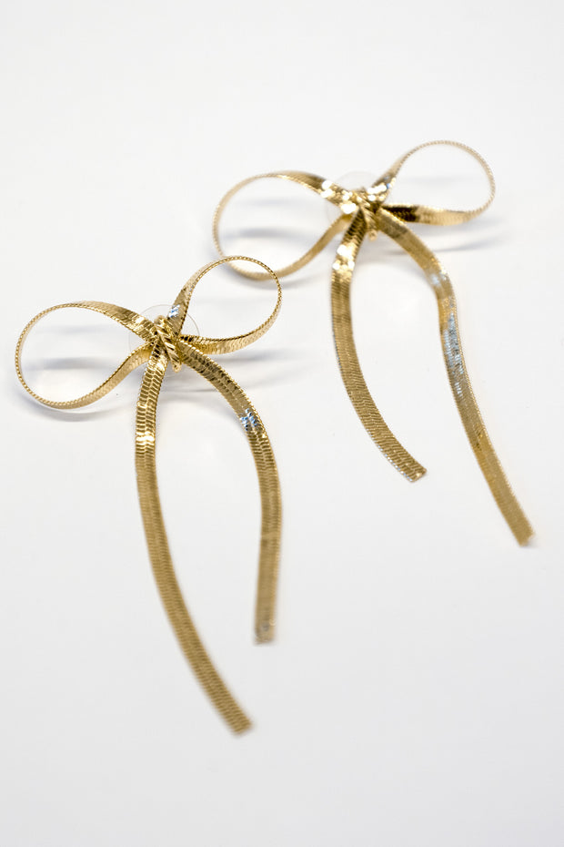 Slim Gold Bow-tie Earrings