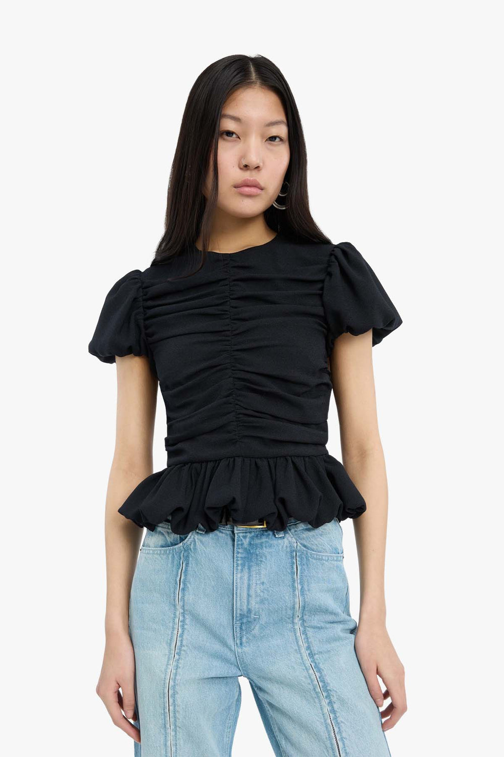 Ruched Puff Sleeve Top