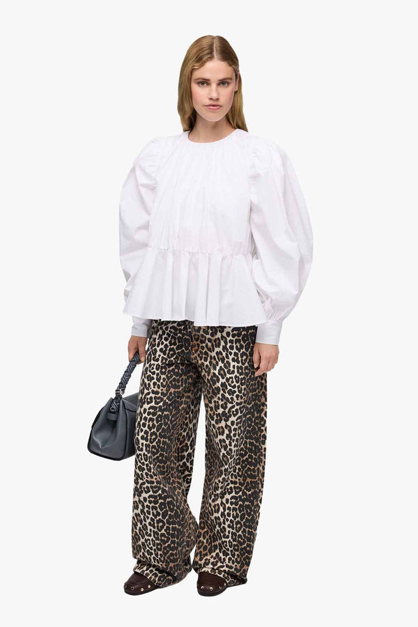 Compact Poplin Gathered Peplum Blouse