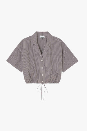 Check Cotton Cropped Bowling Shirt