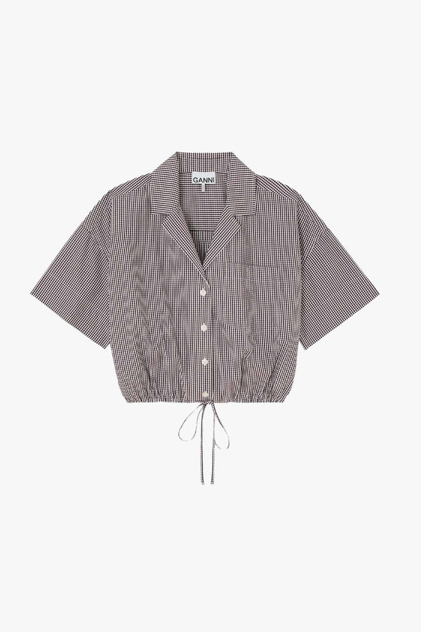 Check Cotton Cropped Bowling Shirt