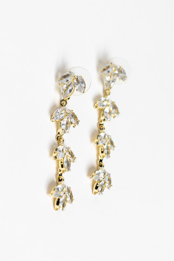 Diana Crystal Leaf Drop Earrings