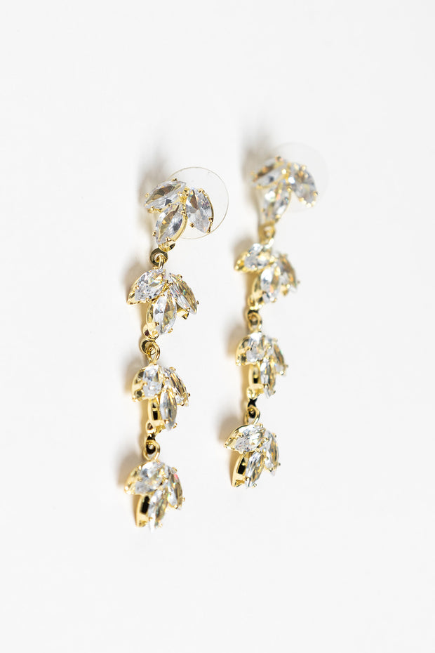 Diana Crystal Leaf Drop Earrings