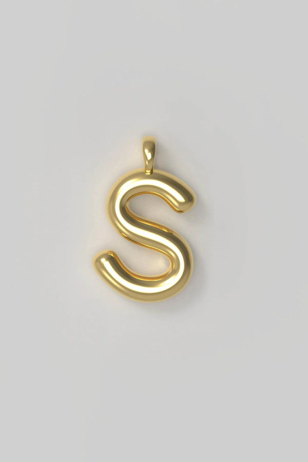 Letter charm Large S - gold plated
