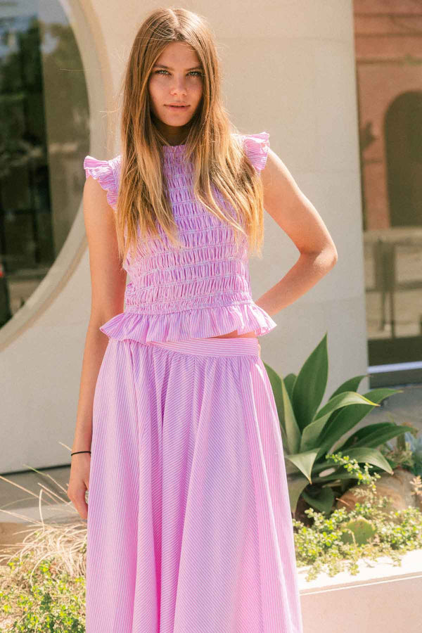Smocked Striped Tank Top
