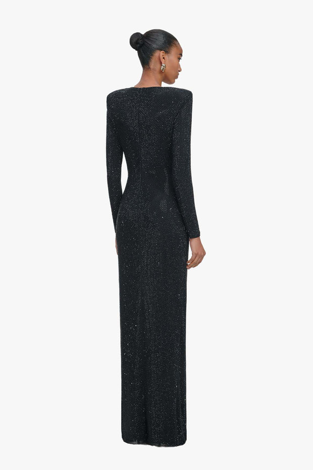 Black Rhinestone Embellished Maxi Dress