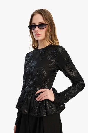 Sequins Ls Bubble Top