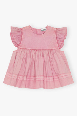 Washed Stretch Cotton Frill Sleeve Top