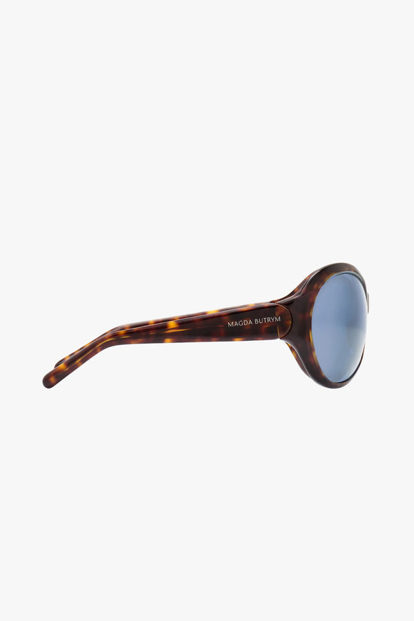 Big Round Sunglasses Tortoise Blue Lens