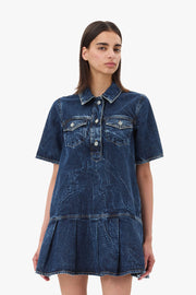 Crinkled Future Denim Mini Dress