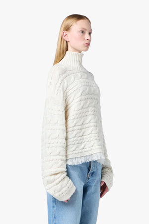 Cropped Cable Turtleneck