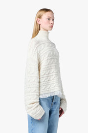 Cropped Cable Turtleneck