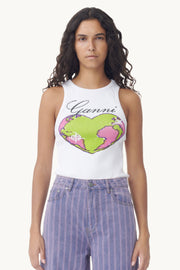 Graphic Rib Heart Tank Top