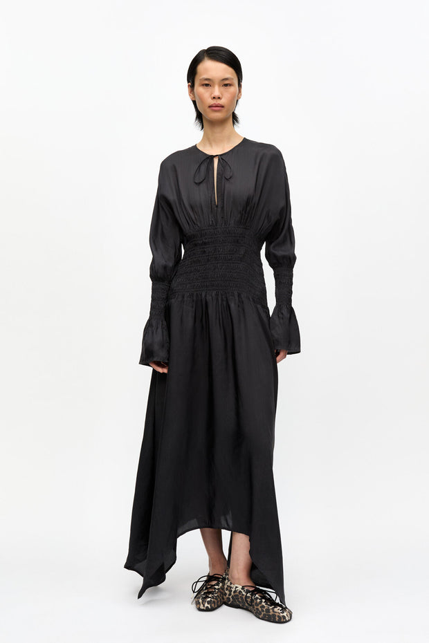 Viscose Habotai Smock Midi Dress