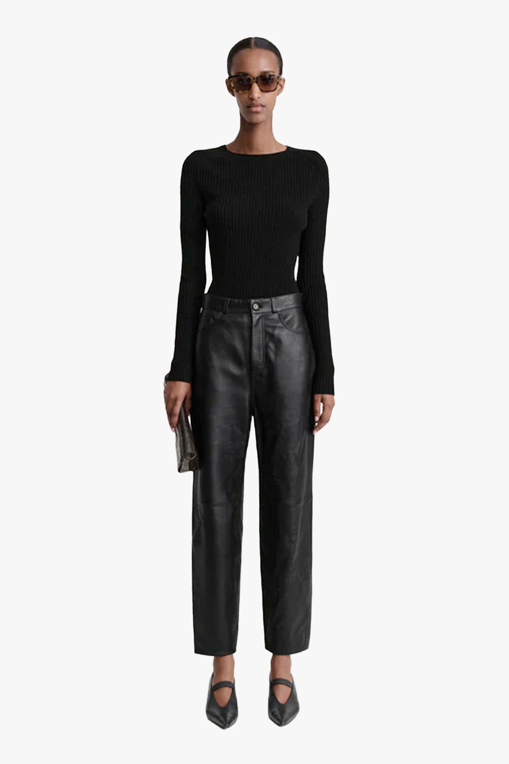Tapered Leather Trousers