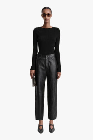 Tapered Leather Trousers