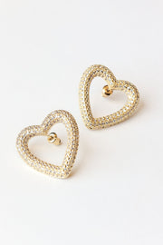 Heart Earrings Gold Diamonds