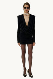 Long Sleeve Draped Mini Dress 07
