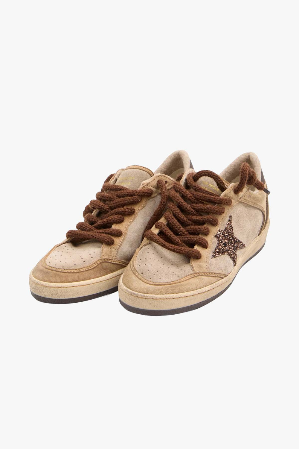 Ballstar Suede Upper Toe Tongue And Spur Glitter Star Leather Heel