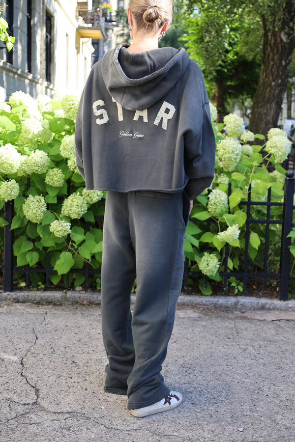 Star W's Oversize Cropped Hoodie Sunfaded Wash Star Golden Goose Print